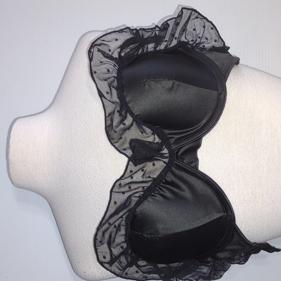 🫶VENUS Swiss Dot Lace Accent Demi Cup Bra in Black - Picture 2 of 10